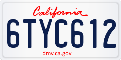 CA license plate 6TYC612