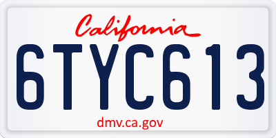 CA license plate 6TYC613