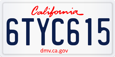 CA license plate 6TYC615