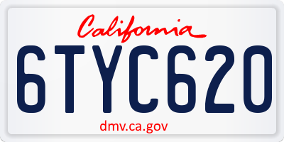 CA license plate 6TYC620