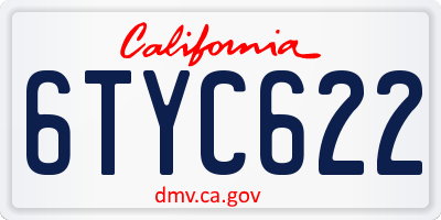 CA license plate 6TYC622