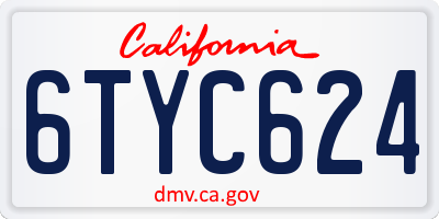CA license plate 6TYC624