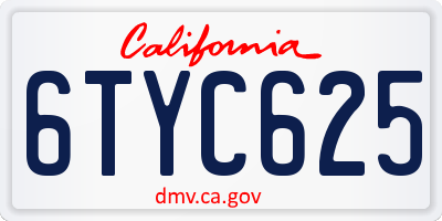 CA license plate 6TYC625