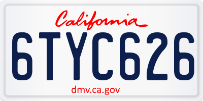 CA license plate 6TYC626