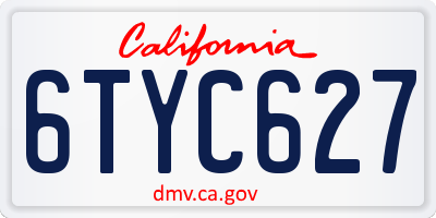 CA license plate 6TYC627