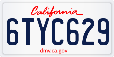 CA license plate 6TYC629