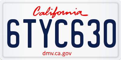 CA license plate 6TYC630
