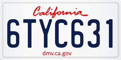 CA license plate 6TYC631