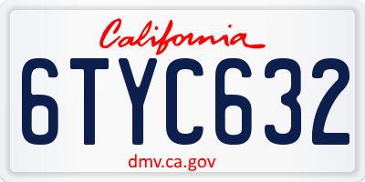 CA license plate 6TYC632
