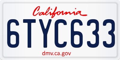 CA license plate 6TYC633