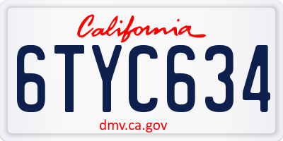CA license plate 6TYC634
