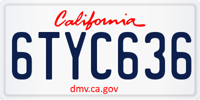 CA license plate 6TYC636