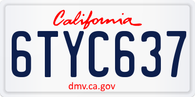 CA license plate 6TYC637