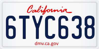 CA license plate 6TYC638