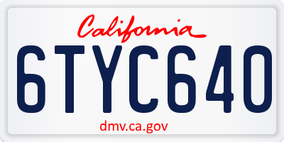 CA license plate 6TYC640