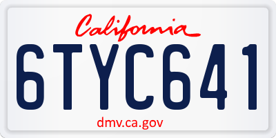 CA license plate 6TYC641