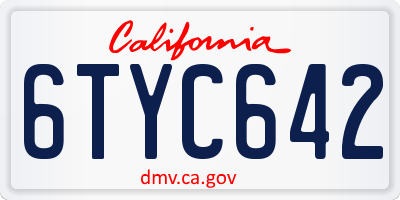 CA license plate 6TYC642