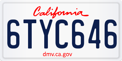 CA license plate 6TYC646