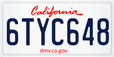 CA license plate 6TYC648