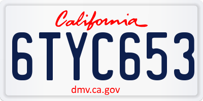 CA license plate 6TYC653