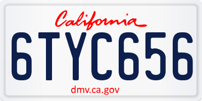 CA license plate 6TYC656