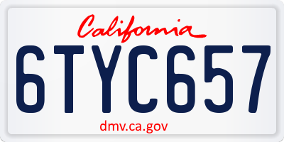 CA license plate 6TYC657