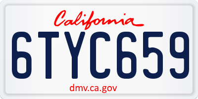 CA license plate 6TYC659