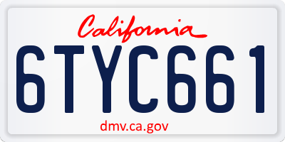CA license plate 6TYC661