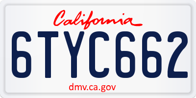 CA license plate 6TYC662