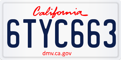 CA license plate 6TYC663