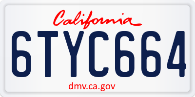 CA license plate 6TYC664