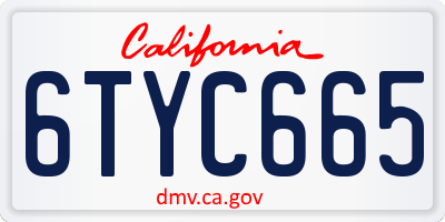 CA license plate 6TYC665