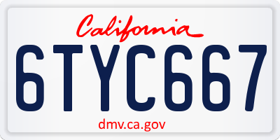 CA license plate 6TYC667