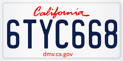 CA license plate 6TYC668