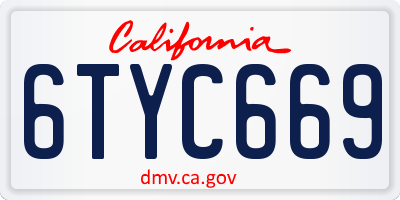 CA license plate 6TYC669