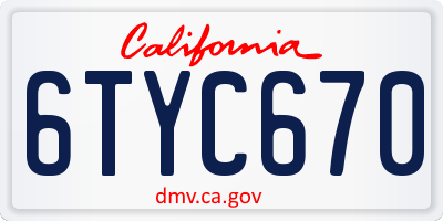 CA license plate 6TYC670