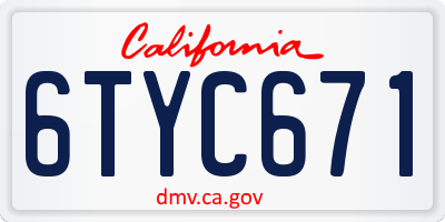 CA license plate 6TYC671