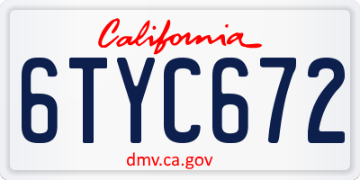 CA license plate 6TYC672