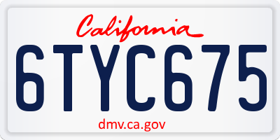 CA license plate 6TYC675