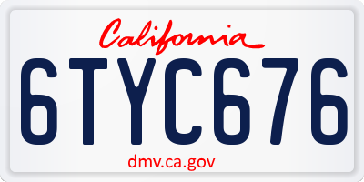 CA license plate 6TYC676