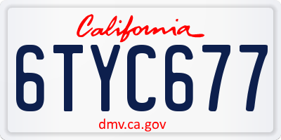 CA license plate 6TYC677