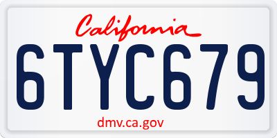 CA license plate 6TYC679