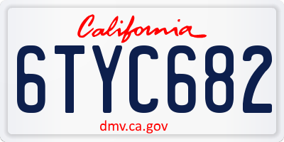 CA license plate 6TYC682