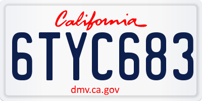 CA license plate 6TYC683