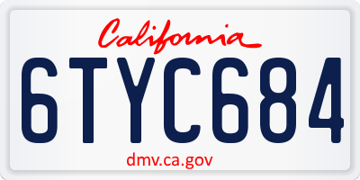 CA license plate 6TYC684