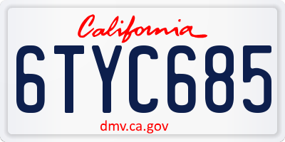 CA license plate 6TYC685