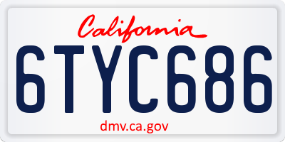 CA license plate 6TYC686