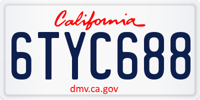 CA license plate 6TYC688