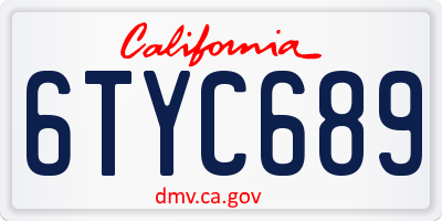 CA license plate 6TYC689