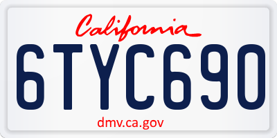 CA license plate 6TYC690